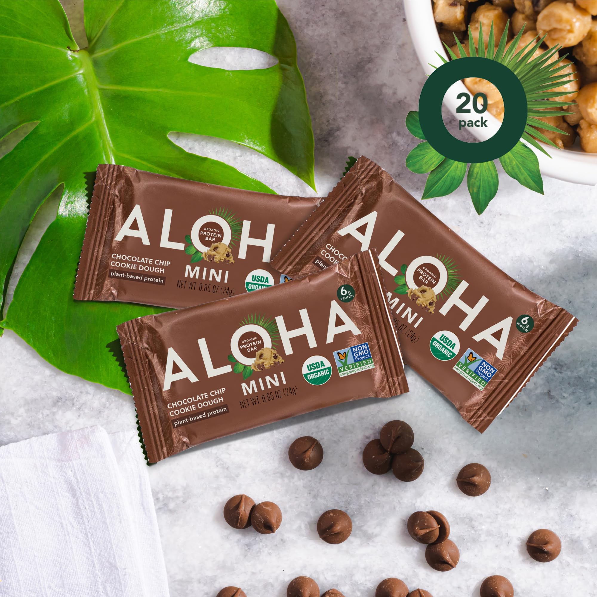 Amazon.com: ALOHA Organic Plant Based Protein Bar MINIS |Chocolate